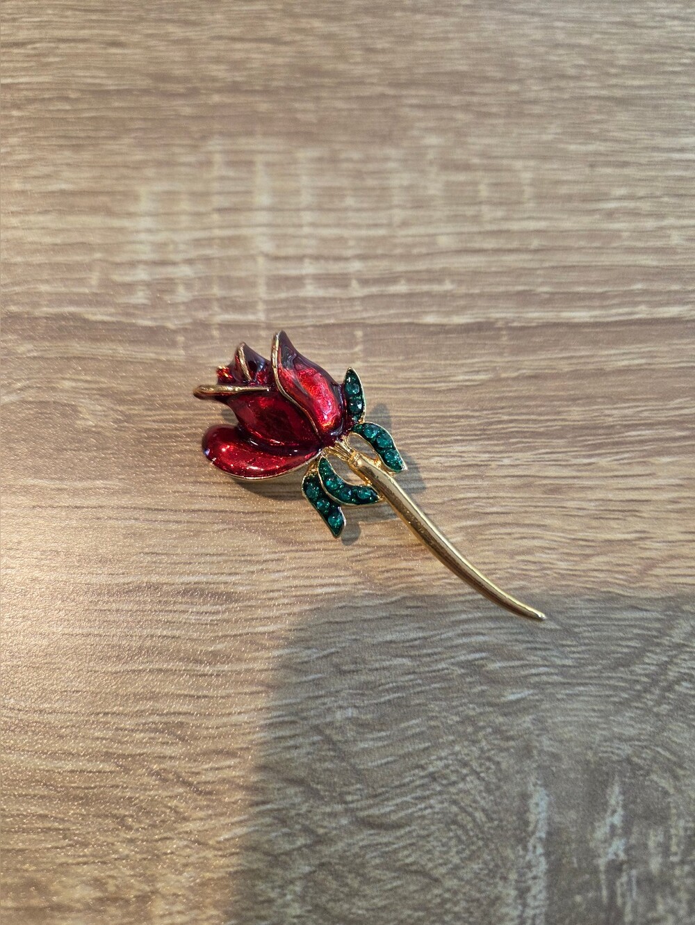Red and Green Rose Brooch Pin - Women Jewelry